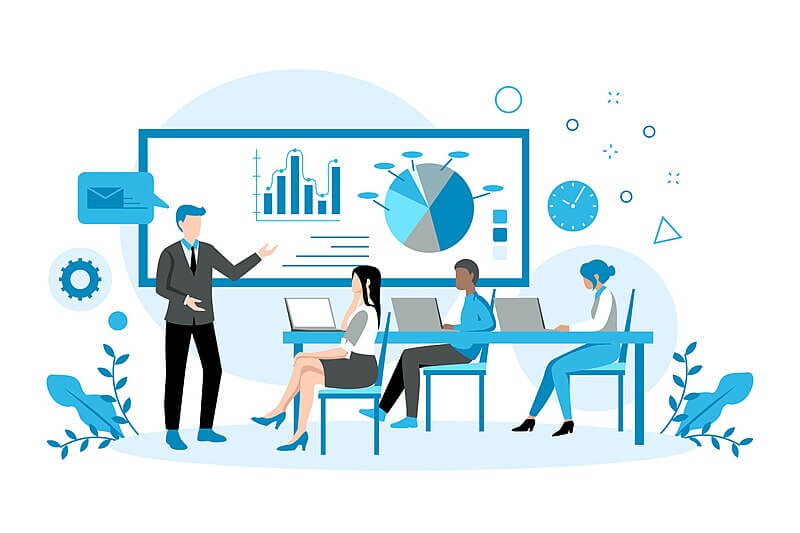 Employee training illustration in person training