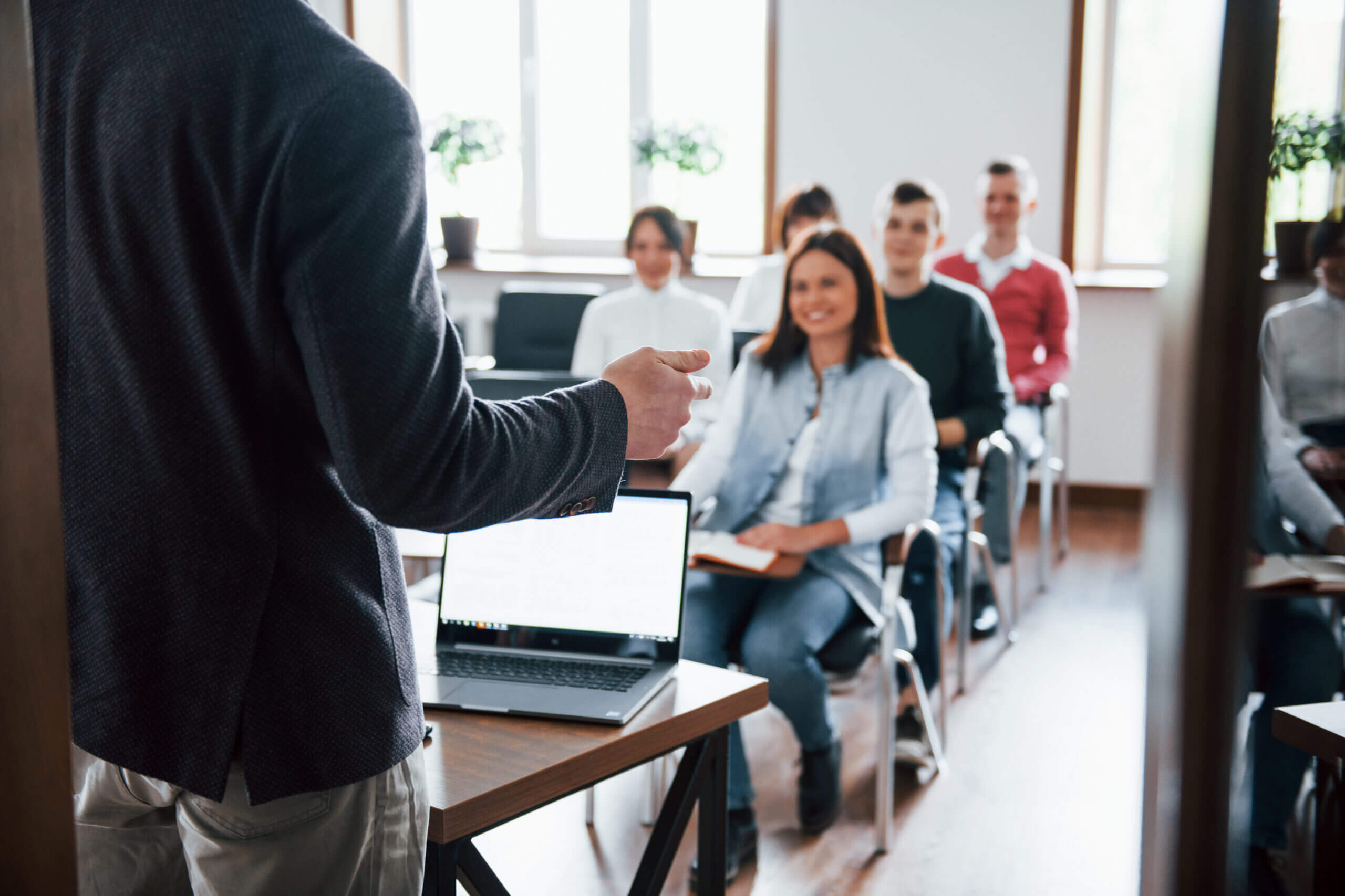 Cheerful Mood Group People Business Conference Modern Classroom Daytime 1 Scaled