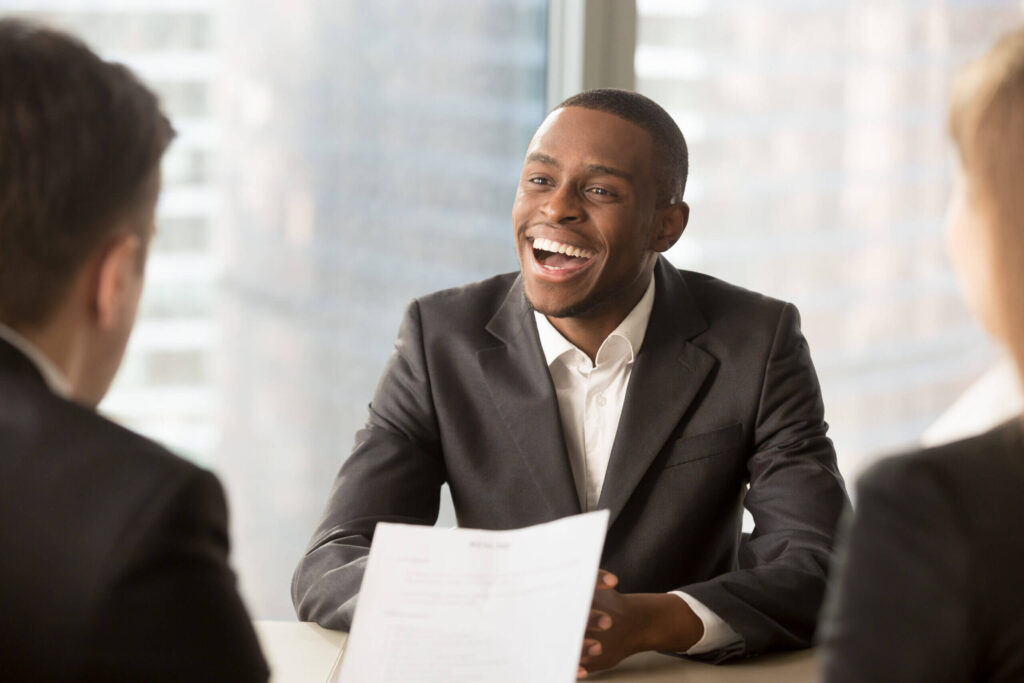 Successful Happy Black Male Candidate Getting Hired Got Job Scaled